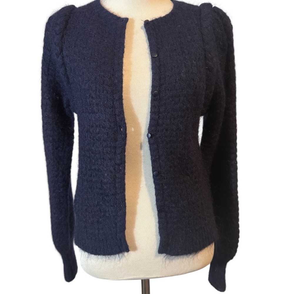 La Maille Sézane Betty Navy Blue Button-Up Wool Cardigan – Size S